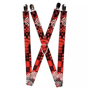 Red Green Checkers Stripes Polka Dots Suspenders